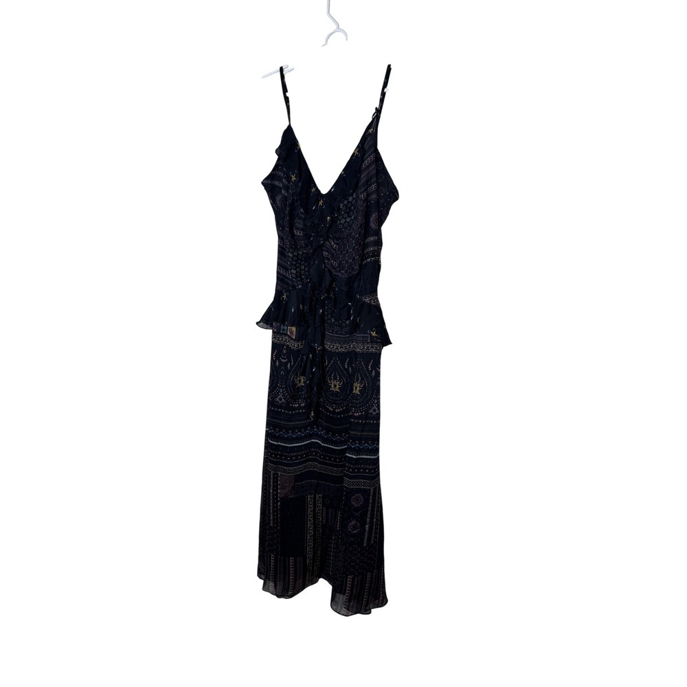 Anthropologie Dress Womens Medium Black Geometric Maxi Boho Sleeveless Sundress